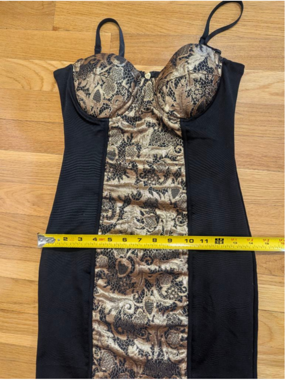bebe Black & Gold Convertible Strapless Bodycon Dress XXS - Picture 10 of 14